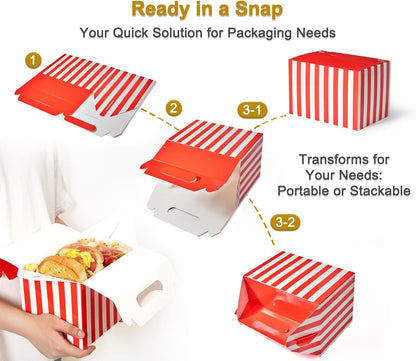 Happyhiram 30 CT Large Welcome Boxes with Handles White, 9x6x6 Gable Gift Easter Boxes Cardboard Paper Party Favor Boxes Barn Style Carry Out Box Recyclable Paper Gift Packaging Boxes for Food Box Lunch Cookies Donuts Baby Shower Bridal Shower Wedding