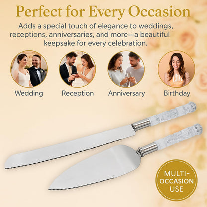 GIFTS INFINITY Personalized Wedding Cake Knife and Server Set with Engraving – Cake Cutting Utensil Set, Keepsake Gift for Wedding, Anniversary, Reception, Birthday & Other Occasions (CH-101WB)