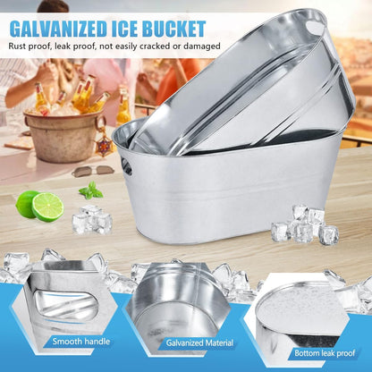 OBTANIM 4 Pack 4 Gallon Galvanized Ice Buckets Metal Champagne Drink Cooler Storage Ice Tub with Carry Handles for Beer Cocktails Wine Beverage Home Parties Bar Cooling Supplies