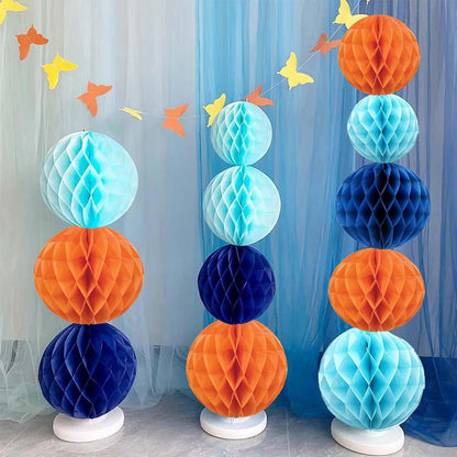 Rainbow Paper Honeycomb Balls,6 and 10 inch Hanging Tissue Pompoms,12 Pack Party Decorations