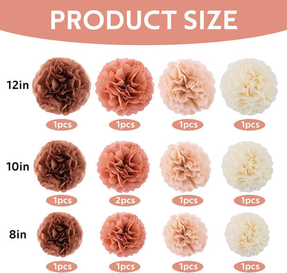 BEISHIDA Hot Pink Tissue Hanging Paper Flowers Ball Decorations Set for Mother's Day Birthday Valentine's Day Anniversary Bridal Baby Shower Wedding Backdrops Home Outdoor Party Supplies(13 Packs)