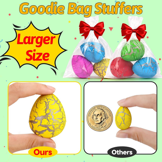 60PCS Small Hatching Dinosaur Eggs for Dinosaur Birthday Party Favors Summer Goodie Treat Bag Stuffers Classroom Carnival Prizes Bulk Pinata Fillers Novelty Grow in Water Dino Eggs with Toys Inside