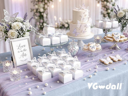 VGOODALL 50PCS Party Favor Boxes, 2.4" x 2.4" x 1.8" 3D Butterfly Candy Boxes White Baby Shower Favors for Wedding Birthday Party Gift