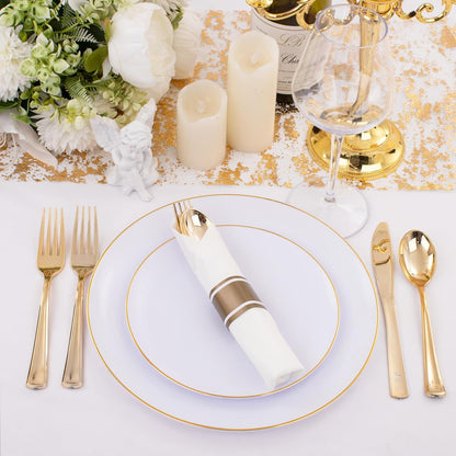 Supernal 240 Silver Plastic Silverware Set - 60 Sets Pre Rolled Napkins with Cutlery - Mirror Polished Real Look Disposable Silver Utensils- Elegant Heavy Duty Flatware for Weddings & Catering