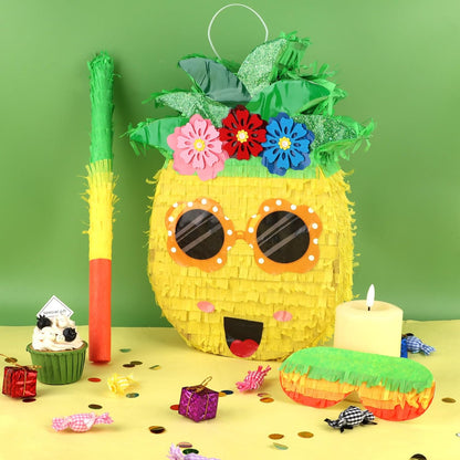 Hooqict Mexican Pinata with Blindfold and Bat Stick Party Pinata for Fiesta Carnival Cinco de Mayo Decorations Kids Adults Mexican Party Games Birthday Party Supplies