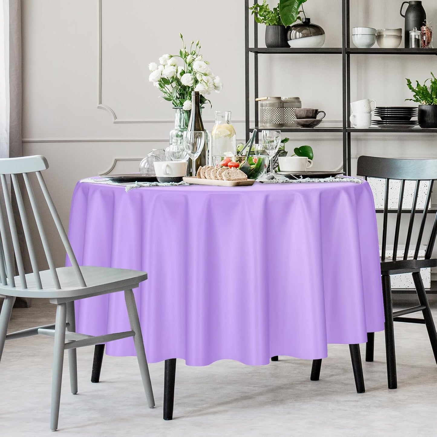 Kopokita 2PCS Black Plastic Tablecloths 54 x 108 Inch, Disposable Table Cloths Rectangle Party Table Covers