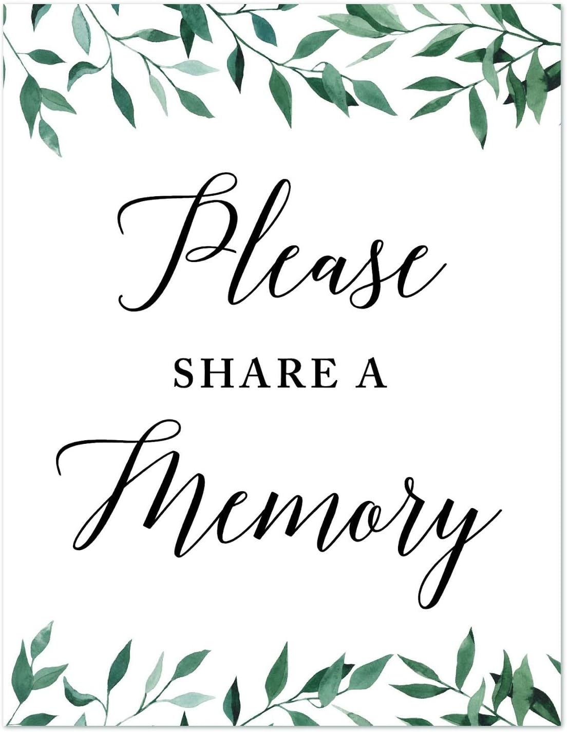 Andaz Press Wedding Party Signs, Natural Greenery Green Leaves, 8.5x11-inch, Bridal Shower Scavenger Hunt, 1-Pack - Colors D