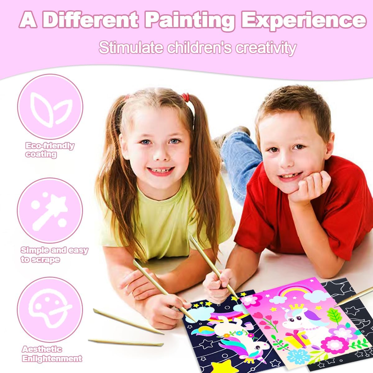 BAOXUE Scratch Art for Kids, Mermaids Black Rainbow Scratch Paper Set-Arts And Crafts & Supplies, DIY Activity & Party Games, Mermaid Toys Gifts for Toddlers, Girls