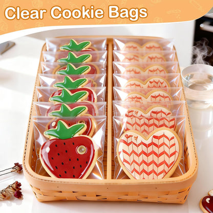 PigPotParty Cookie Bags 4''x 6", 100 Pcs Self Sealing Cellophane Treat Bags, Small Clear Plastic Goodie Bag for Gift, Snack, Party Favor, Candy