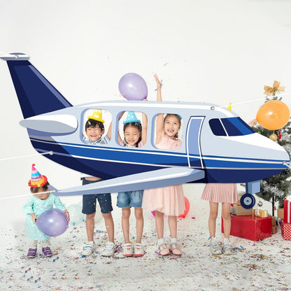 Airplane Shaped Photo Prop Selfie Frame Airplane Birthday Decoration Large Fabric Aircraft Backdrop Banner 98x53in Plane Themed Photo Booth Prop Background for Kids Baby Shower Birthday Party Supplies