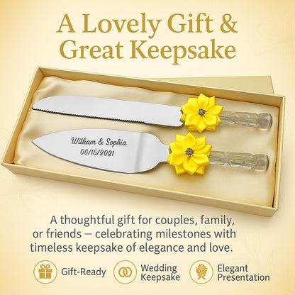 GIFTS INFINITY Personalized Wedding Cake Knife and Server Set with Engraving – Cake Cutting Utensil Set, Keepsake Gift for Wedding, Anniversary, Reception, Birthday & Other Occasions (CH-101WB)