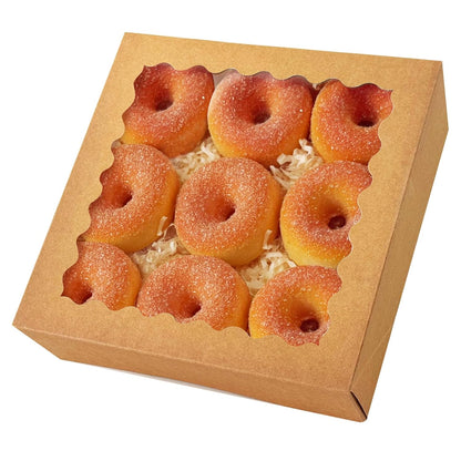 qiqee 8x8x2.5 Inch White Pastry Box With Window Donut Pie Boxes 12pcs Bakery Box (Auto-pop Up)