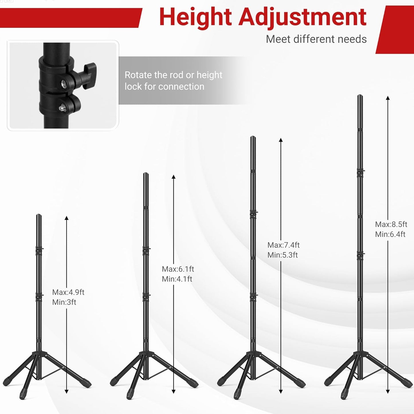 Backdrop Stand, Adjustable 10x7.5 FT Background Stand Backdrop for Parties, Photo Video Studio, Portable Photography Backdrop Stand with Carrying Bag, 6 Backdrop Clamps, and 2 Stand Bags