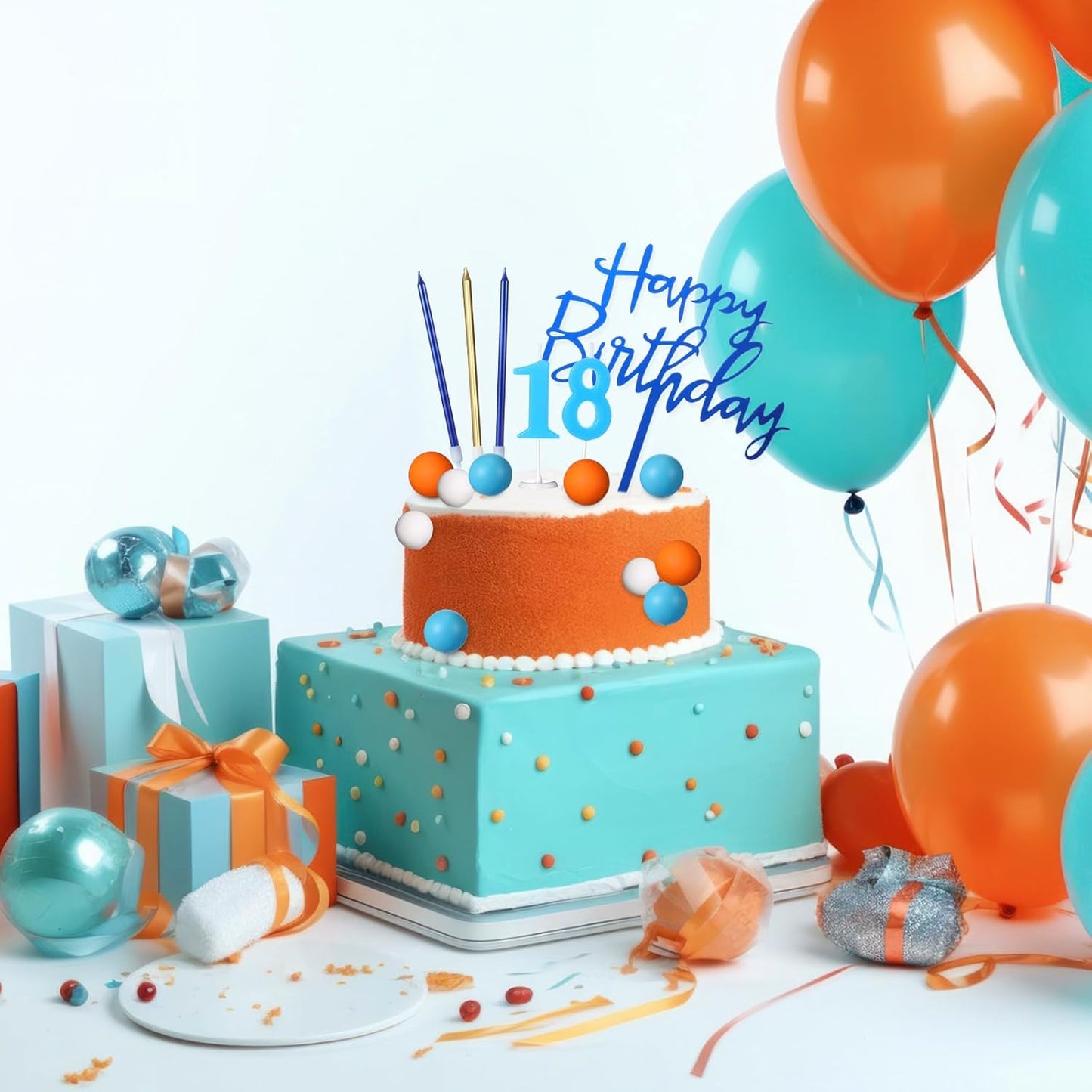Yerliker 34 Pcs Happy Birthday Cake Toppers Decorations Birthday Candles DIY Cake Decor for Men Women Wedding Anniversary(Gold)