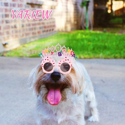YARIEW 3rd Birthday Decorations, 3rd Glitter Purple Sash and Crown Kit with Happy Birthday Sunglasses, Tiara Princess Crown and Sash Party Outfit Accessory