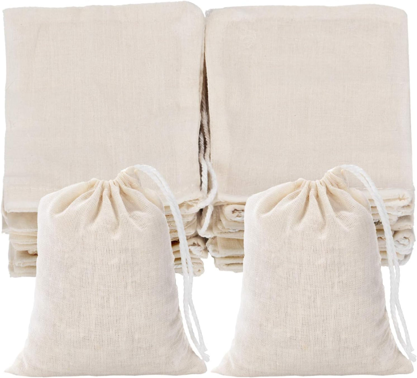 Tatuo 50 Pieces 4 x 6 Inches Muslin Cotton Drawstring Bags Canvas Linen Sachet Bag Reusable Empty Gift Pouch for Party Home Supplies