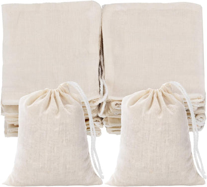 Tatuo 50 Pieces 4 x 6 Inches Muslin Cotton Drawstring Bags Canvas Linen Sachet Bag Reusable Empty Gift Pouch for Party Home Supplies