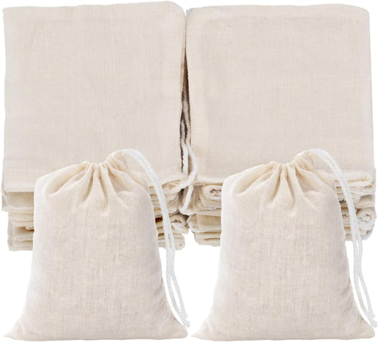Tatuo 50 Pieces 4 x 6 Inches Muslin Cotton Drawstring Bags Canvas Linen Sachet Bag Reusable Empty Gift Pouch for Party Home Supplies
