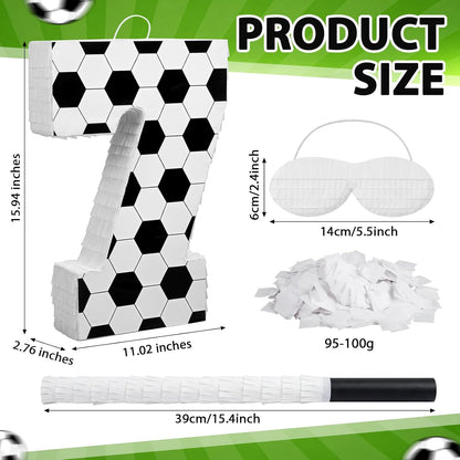 Gemscream Number 9 Soccer Piñata Bundle with Blindfold and Stick Small Piñata Party Decoration for Mexican Fiesta Cinco De Mayo School Anniversary Football Party Celebration Gift 15.75 x 11 x 2.8 in
