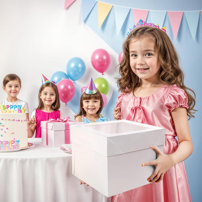 VGOODALL 10 Pack Cake Boxes, 10x10x8 Inches Cake Containers with Window, White Bakery Boxes with Lids for Birthday Party Wedding