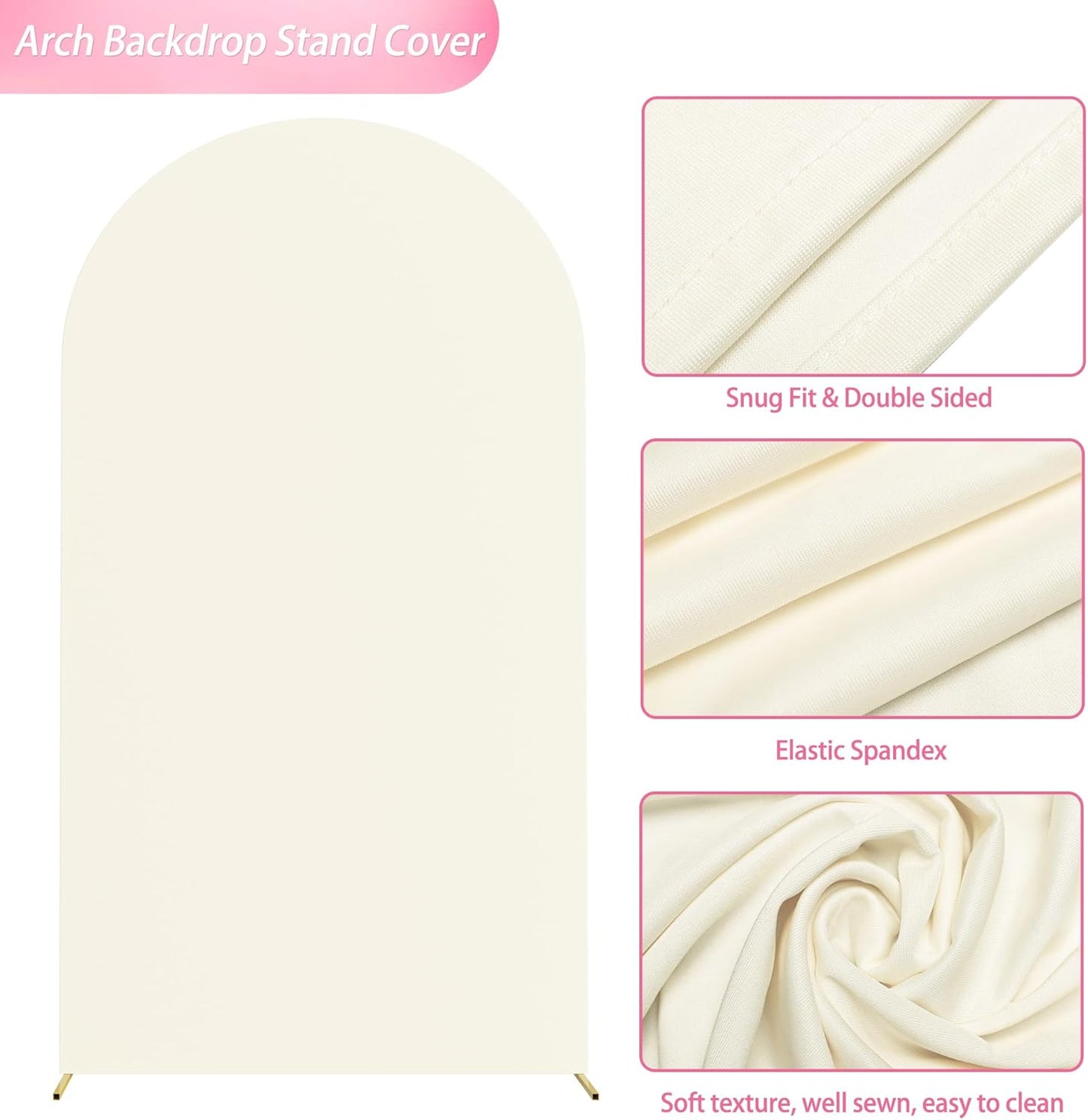 Wokceer 7.2 FT Wedding Arch Backdrop Stand and White Arch Cover, Metal Arch Stand with Arch Stand Cover for Birthday Party Wedding Ceremony Bridal Baby Shower Event Decor