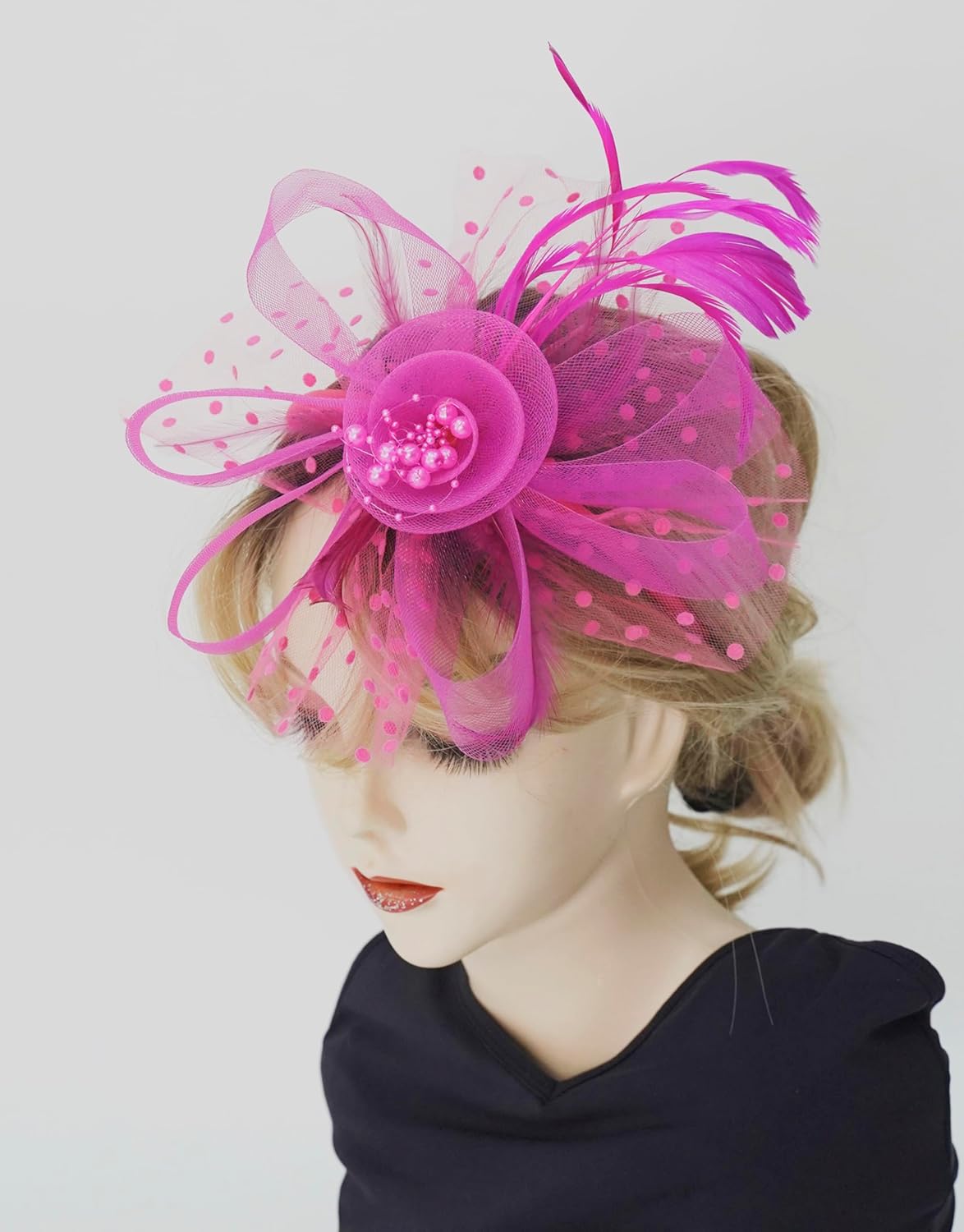 Fascinators Hat Women Tea Party Headband Flower Cocktail Mesh Feathers Hair Clip Kentucky Derby Hat Wedding