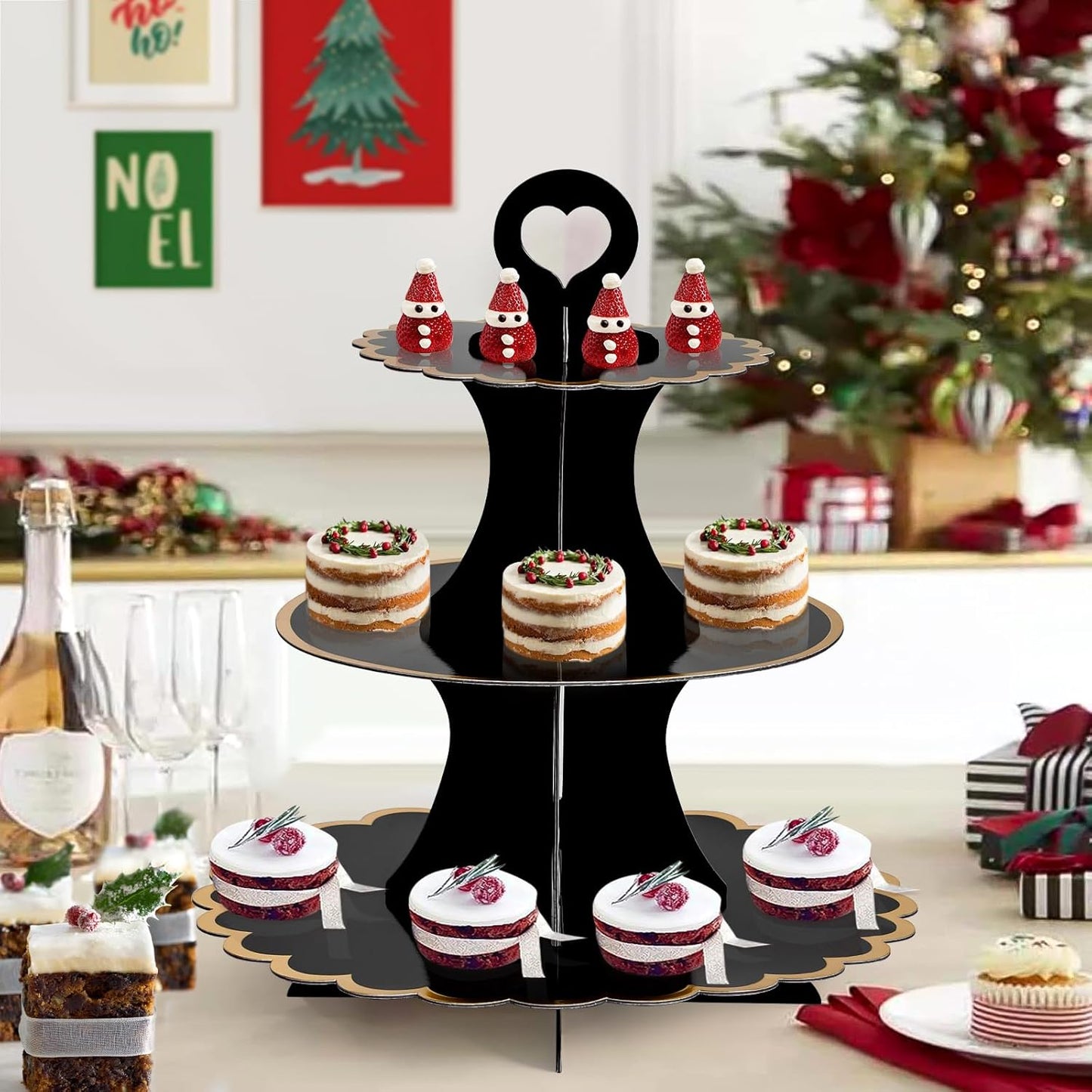 Soleebee 3-Tier Cupcake Stand, Cardboard Cupcake Tower, Cup Cake Stand Tower for Birthday Wedding Party Decoration, Cupcake Tier Stand Desserts Display 1 Set (Purple Gold)