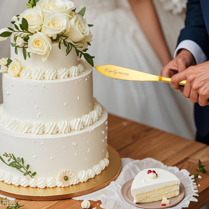 Wedding Cake Knife and Server Set, 4 Pack Stainless Steel Cake Cutting Knife, Slicer and Forks Server for Wedding, Anniversary, Birthday(Silvery)