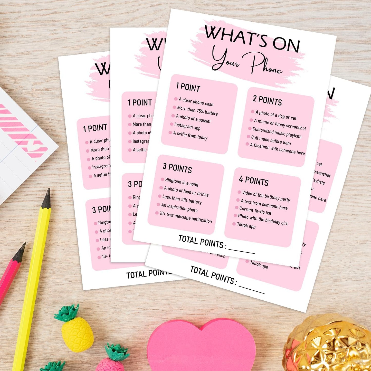 Birthday Party Game - Selfie Scavenger Hunt, Girl Birthday Party Activity Favor, Set of 20 Games Cards, Birthday Supplies, Activity Decorations -B07
