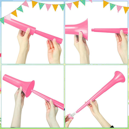6 Pcs Stadium Horn for Adult, 21 Inch Vuvuzela Plastic Collapsible Cheering Trumpets for Sporting Events Football Carnival Party, Red