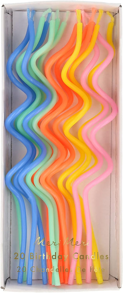 Meri Meri Swirly Tall Cake Candles (Pack of 20), 5" Tall Unscented Candles