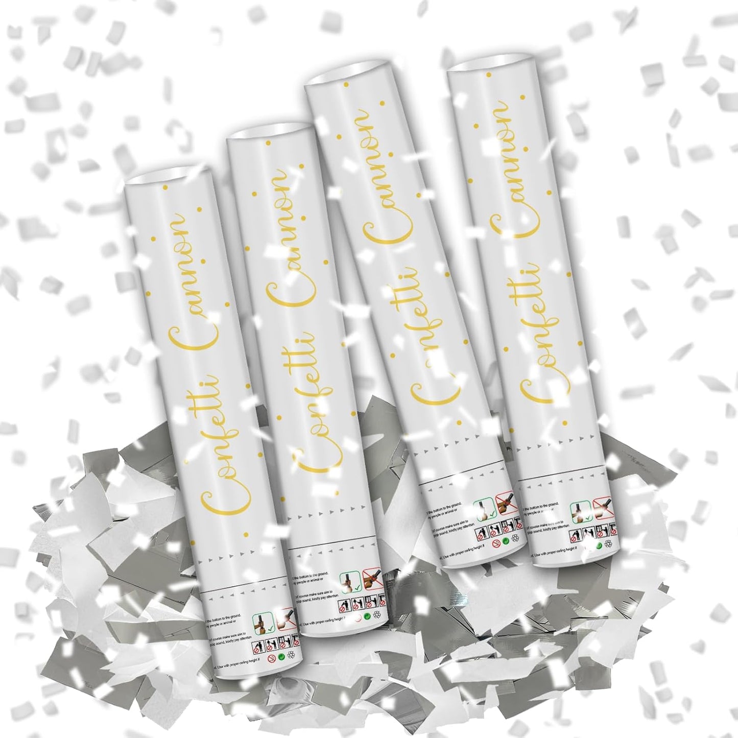 12" Black Gold Confetti Cannon Party Poppers for Birthday Graduation Wedding Retirement New Year Celebrations - Easy to Use, Pack of 2