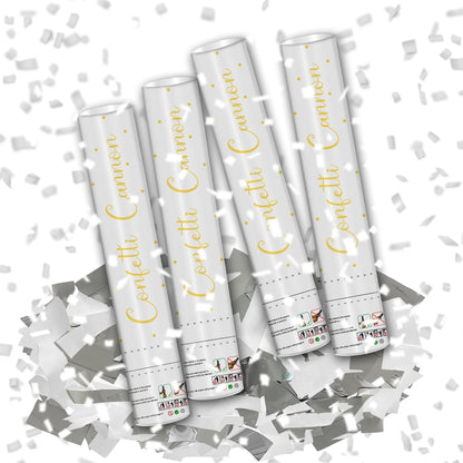 12" Black Gold Confetti Cannon Party Poppers for Birthday Graduation Wedding Retirement New Year Celebrations - Easy to Use, Pack of 2