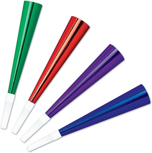 Pkgd Foil Party Horns (asstd colors) (4/Pkg)