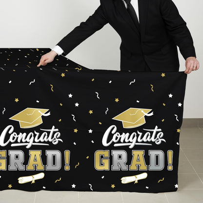 Gatherfun Graduation Party Decorations, Gongrats Grad Tablecover for Graduation Party Supplies, 3 pcs Green Table Cloths, 54"x108"