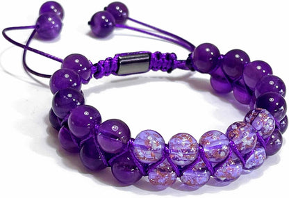 ARTSY Crafts Glow in The Dark Firefly Beads Bracelets, 7 Chakras Crystal Mermaid Glass Beaded Bracelets for Anti Anxeity Healing Energy Money Wealth Abundance Stackable Bangle Wristband