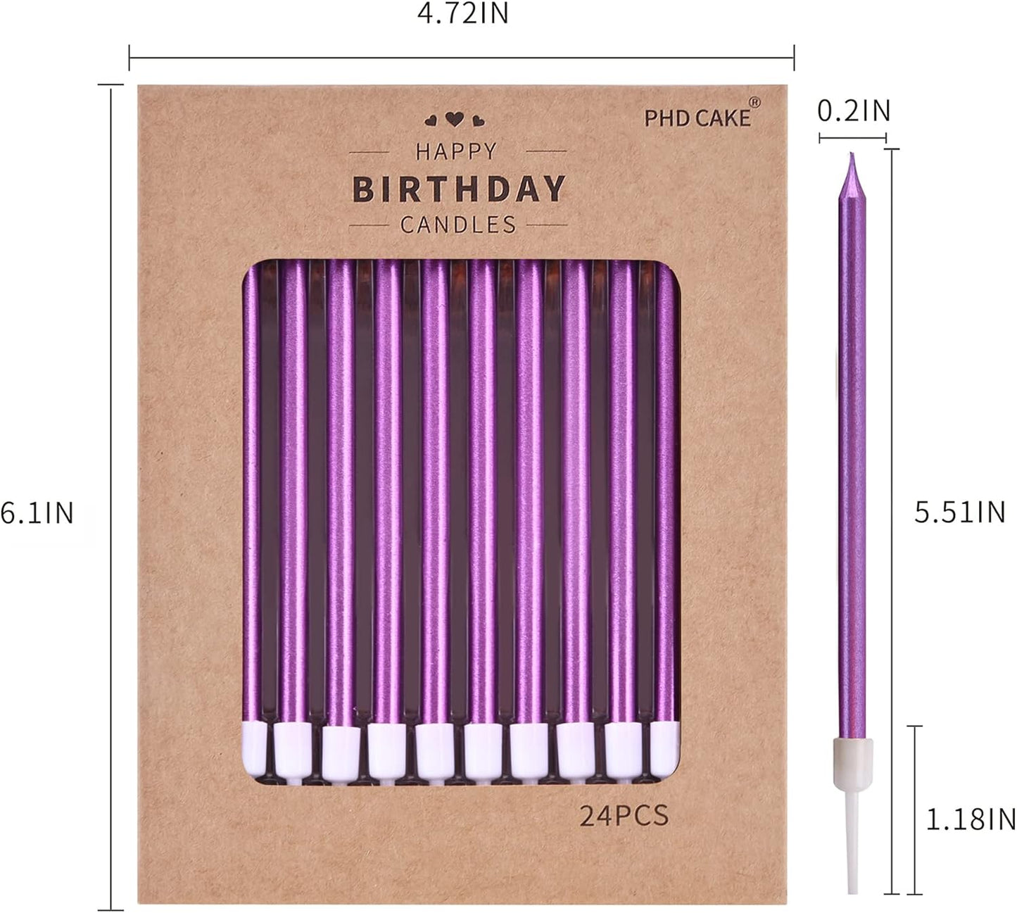 PHD CAKE Champagne Gold Long Thin Metallic Birthday Candles, Cake Candles, Birthday Parties, Wedding Decorations, Party Candles