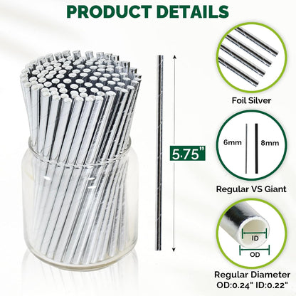 5.75 inch Orange Paper Cocktail Straws, Short Disposable Drinking Straws 500 Counts, Unwrapped - Compostable
