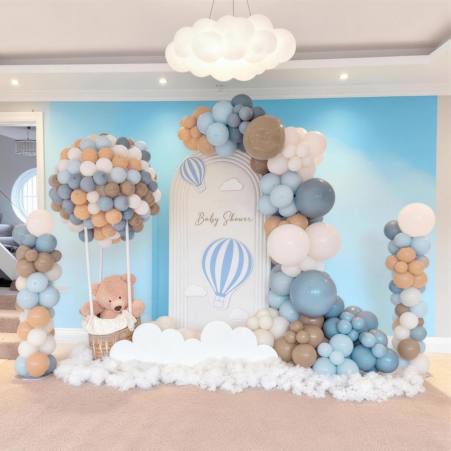 Blue Silver Balloons Set, 12 Inch Blue and Silver Balloons Dark Navy and Confetti Party Latex Balloon, Macaron Metallic Baby Blue Mixed Balloon for Birthday Graduation Baby Shower Wedding Retirement