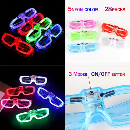 70 Packs LED Glasses 5 neon color 3 Light Modes Glow Sticks Light Up Glasses,Glow In The Dark Party Supplies Favors for Kids Adults Flashing toy fit Valentine's Day Easter Christmas Halloween Birthday