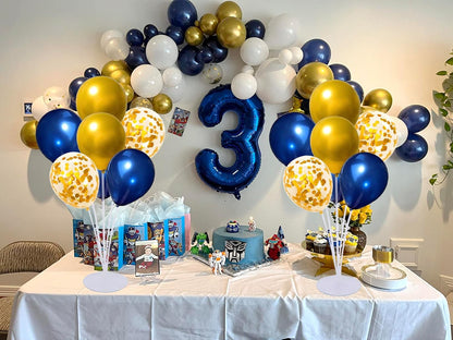 4 Set Balloon Stand Kit for Table Centerpieces With Balloon and Base Party Decorations for Birthday Wedding Retirement Graduation Baby Shower (Navy Silver)