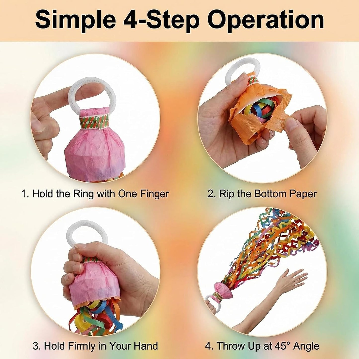 10Pcs Colorful Hand Throw Streamers Party Streamers Poppers No Mess Confetti Crackers Poppers for Birthday Wedding Party New Years Shows Celebrations Festival