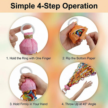 10Pcs Colorful Hand Throw Streamers Party Streamers Poppers No Mess Confetti Crackers Poppers for Birthday Wedding Party New Years Shows Celebrations Festival