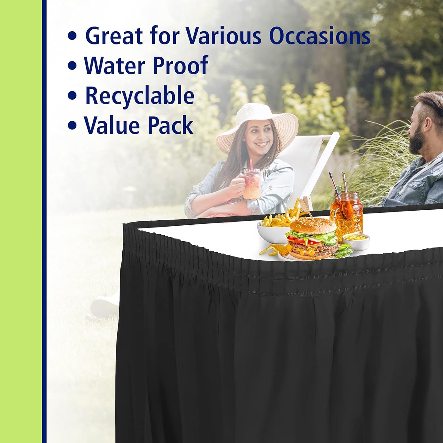Party Dimensions Plastic Table Skirt, 29-Inches by 14-Feet - White - 6 Pack