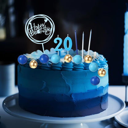 Yerliker 34 Pcs Happy Birthday Cake Toppers Decorations Birthday Candles DIY Cake Decor for Men Women Wedding Anniversary(Gold)