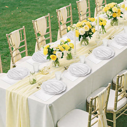 NatNarr 175 Pcs Sage Green Plates and Napkins Set, 25 Guest Sage Green Party Supplies Include Scalloped Paper Plate Napkin Cup Forks Knives Disposable Plastic Cutlery for Wedding Baby Shower Birthday