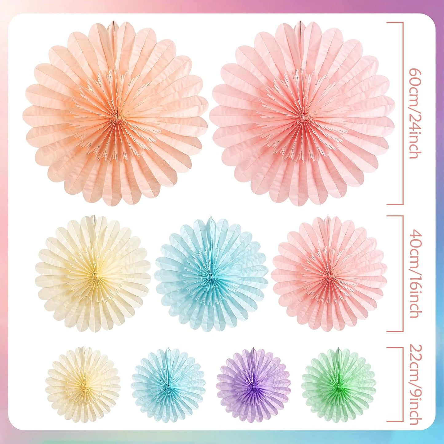 Easy Joy Paper Leaves Decorations for Wall Paper Fans Classroom Decoration Leaves Backdrop Decor Wall Decor,Set of 9