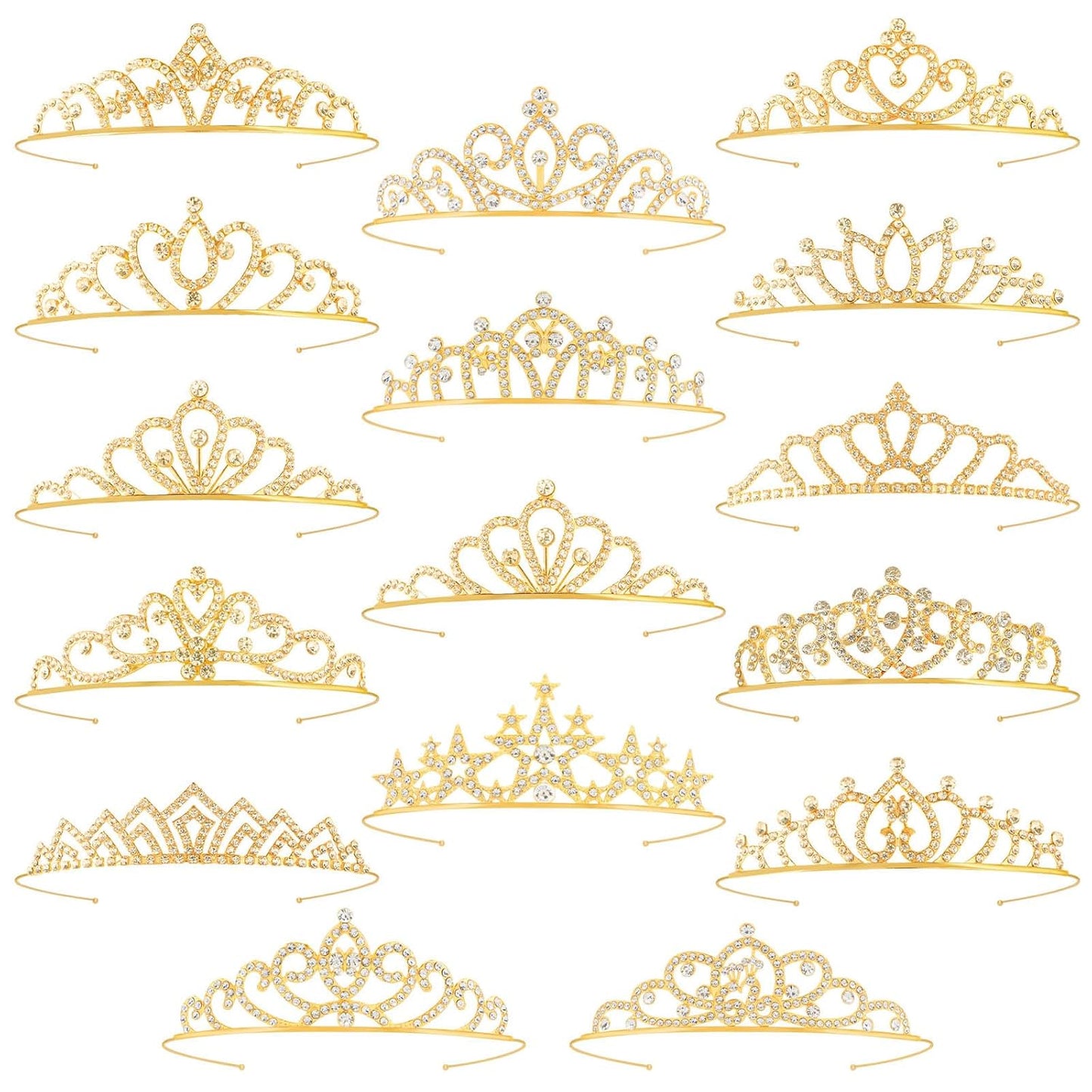16 Pcs Tiaras Crowns Headbands for Women Girls Silver Princess Tiara Bulk Crown Tiaras Rapunzel Crown for Wedding Birthday Crystal Tiara for Prom, Bride, Pageant, Halloween