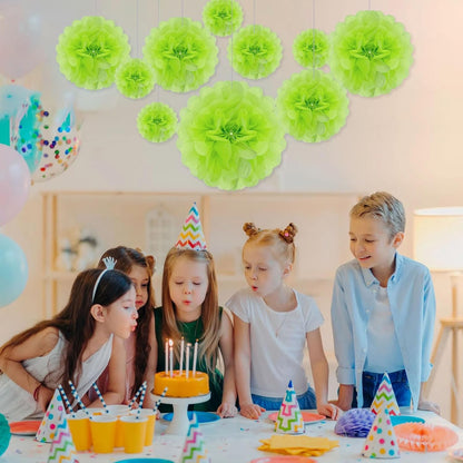 Tissue Paper Pom Poms, Pink Tissue Paper Flowers, Hanging Flower Balls for Weddings Fiesta Parties Birthday Baby Showers Classroom Bridal Shower Decoration (18Piece Set-6/10/12/14Inch)