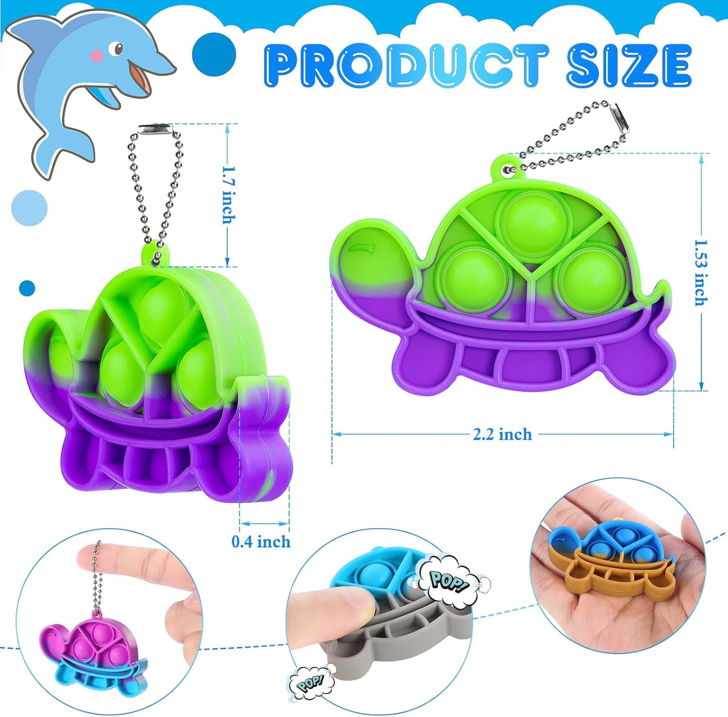 Pop Fidget Toys Bulk Its Party Favors for Kids 4-8 8-12 30 Pack Mini Pop Keychain It Small Fidgets for Classroom Prizes School End of Year Student Gifts from Teacher Birthday Goodie Bag Stuffers
